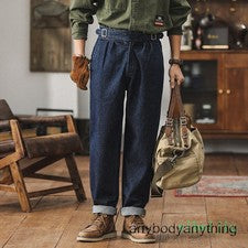 Pantalones de mezclilla para hombre Gurkha pantalones informales vintage cintura alta estilo británico
