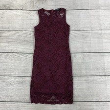 Vestido Ambiance Encaje MIDI Ajustado Mujer Talla Pequeña Sin Mangas con Prenda Interior NUEVO