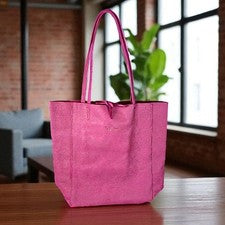 Bolso de mano para mujer de cuero italiano de diseñador - rosa Anita