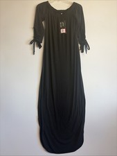 """Vestido negro para mujer con hombros descubiertos con lazos en las mangas talla pequeña longitud 55"""""""