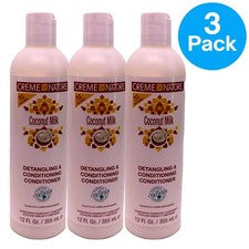 Crema de Naturaleza Acondicionador Desenredante Leche de Coco 12oz Paquete de 3 Nuevo