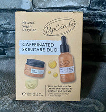 UpCircle Cafeína Cuidado de la Piel Duo Crema de Ojos y Aceite Facial Set 30ml + 15ml + Exfoliante 100ml