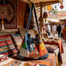 Bolso Boho Hobo de Lona de Moda para Mujer, Ideal para Viajar y para