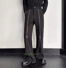 Para hombres Nuevo Moda Punk Gótico Cremallera Suelto Negro Pantalones Juveniles Fiesta Rock Pantalones