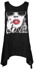 Camiseta sin mangas larga True Rock Jr Love Graphic para mujer