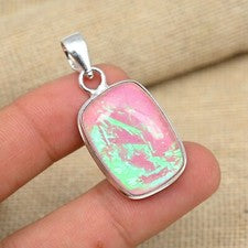 Colgante de joyería de plata de ley 925 hecho a mano con piedras preciosas de ópalo triple rosa