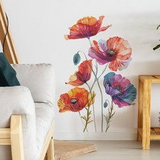 Pegatinas de pared de flores pintadas calcomanías de pared de mariposas decoración del hogar arte de pared pegatina