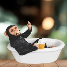 Estatuilla de chimpancé en bañera de 8,25" W adorno decoración del hogar regalo único
