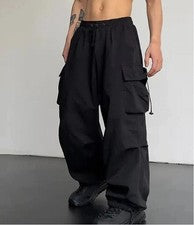 Pantalones cargo estilo americano para hombre informales con cordón sueltos pierna ancha ropa de trabajo nuevos