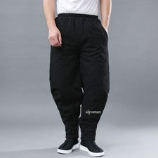 Pantalones de algodón para hombre calce ajustado gruesos cálidos cintura alta estilo chino pantalones informales