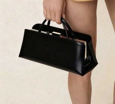 Elegante bolso de noche negro estilo francés vintage sin asas y correa para mujer