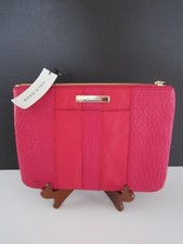 COLE HAAN LG Bolsa sin asas Bolso con cremallera Cartera Cuero Grano Guijarro Rosa Caliente