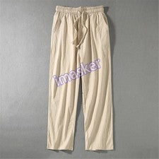 Pantalones de lino para hombre Pantalones de lino de verano Moda masculina Informal Pantalones de color liso