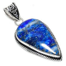 Colgante de joyería de plata de ley 925 hecho a mano con piedras preciosas de lapislázuli 2,36" R640