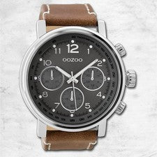Oozoo Reloj Hombre Cuero C9457A Analógico Cuarzo Reloj Pulsera Marrón Timepieces UOC9457A