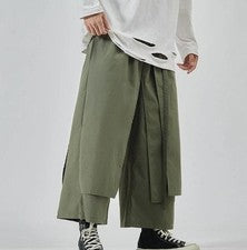 Moda Japonesa Para Hombres Sueltos Pierna Ancha Pantalones Sueltos Noveno Pantalones Informales Nuevos