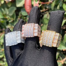 Juego de puntas heladas de latón Miami Hip Hop con anillo de circonita cúbica 7-12