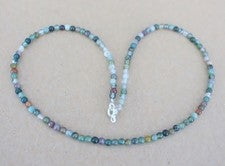 India ágata piedra preciosa cadena o pulsera, cierre de plata, 4 mm,