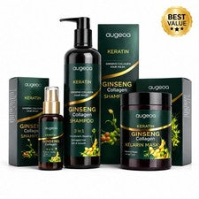 Set de reparación capilar de queratina champú de ginseng mascarilla aceite cuidado completo del cabello