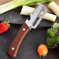 Pelador económico 3 en 1 con mango ergonómico de madera 19 x 3,8 cm