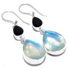 Topacio arco iris místico, pendientes de joyería de plata esterlina 925 con...