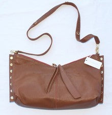 Nuevo con etiquetas Bolso de Hombro HAMMITT Cuero Guijarro MG G Caoba Dorado Tachuelas Cremallera Cartera $595