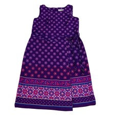 NUEVO CON ETIQUETAS Sag Harbor Púrpura Imitación Envolvente Estilo Solero Estampado Boho Para Mujer Talla 12��