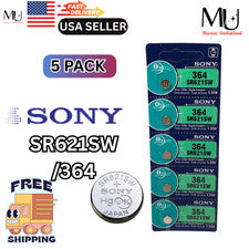 5X BATERÍA RELOJ MONEDA ÓXIDO PLATA SONY SR621SW 364 AG1 1.55V CADUCIDAD 2030