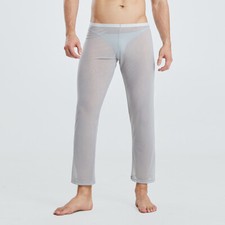 Pantalones translúcidos de yoga de moda para hombres Ropa de dormir Casaul Pantalones finos sueltos