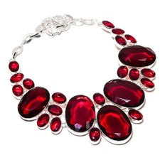 Collar de piedras preciosas granate de Mozambique cadena ajustable único hecho a mano joyería 18"