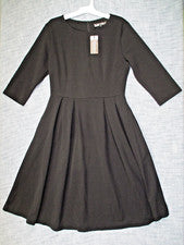 Vestido Oxiuly Vintage Media Manga Informal Fiesta Columpio Mujer Talla M Negro Bolsillos