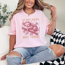 Im Not Doing Sh!t Today Mujer Camiseta Hilada en Anillo Perezoso Animal Regalo Para Ella