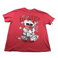 Camisa Estilo Daba Para Hombres 3XL Roja Mangas Cortas Gráfica Camiseta Dinero Flujo de Efectivo Oso Nueva con Etiquetas
