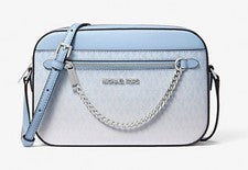 Nuevo Bolso Bandolera Michael Kors Jet Set Para Mujer Grande EW Cremallera Cadena Cielo Claro