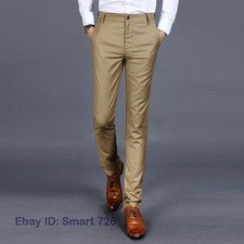 Pantalones Lápiz Informales Para Hombres Calce Ajustado Moda Negocios Formal Vestido Pantalones