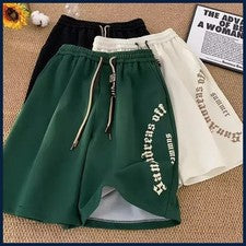 Pantalones Cortos Informales M-5XL Hombres Pantalones Cortos de Playa de Gran Tamaño Retro Estampado de Letras