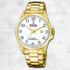 Festina Reloj de Hombre Hecho en Suiza Pulsera Acero Inoxidable Oro UF20044/1