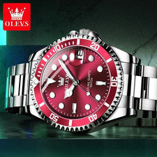 41MM OLEVS Reloj de Lujo Cuarzo Hombre Acero Inoxidable Impermeable Luminoso Analógico