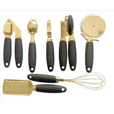 Juego de herramientas y aparatos de cocina blanco/dorado de 7 piezas - manijas antideslizantes, utensilios, cookwa