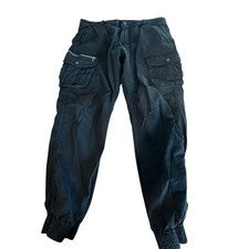 D.G. Pantalones de chándal Wangzi negros cargo para hombre 40 bolsillos utilitarios algodón elástico