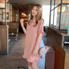 Vestido recto suelto elegante con volantes de manga corta de moda para mujer