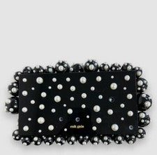 Bolso de mano Cult Gaia para mujer negro acrílico Eos con cuentas caja clutch.