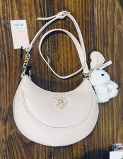 NUEVO CON ETIQUETAS Juicy Couture Rosa Bandolera Cartera Cadena Dorada Oso de Peluche Dije 11JCE7VMX-P