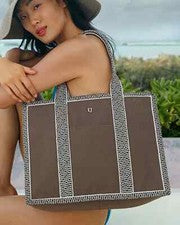 Nuevo Bolso de Mano Eric Javits Costa Azul para Mujer de Lona - ¡Versión Grande! Cacao
