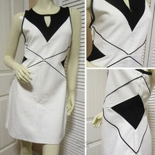 NUEVO CON ETIQUETAS MINKPINK Mujer Vestido Vaina Sin Mangas L/Grande Y2K Color Block Blanco Negro