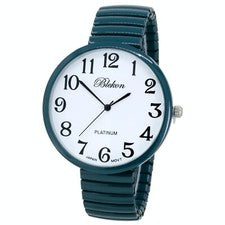 Reloj Geneva Super Grande Elástico Número Transparente Fácil de Leer (Verde azulado)