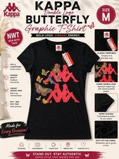 Nueva con etiquetas Camiseta Kappa Doble Logo Gráfico Mariposa Para Mujer Talla M