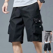 Pantalones Cortos Carga Hombre Diseño Moda 95% Poliéster 5% Spandex Color Sólido Patrón