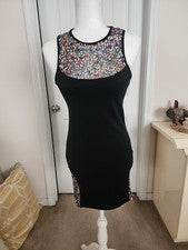 Vestido de cóctel negro/lentejuelas Nasty Gal X MINKPINK para mujer talla mediana nuevo con etiquetas elástico