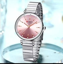 Reloj de lujo para mujer plata rosa reloj de pulsera reloj de cuarzo analógico acero reloj dunn diamante